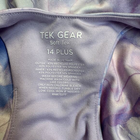 Tek Gear Longline Bra Tank Built in Shelf Bra Girl's Size 14 Plus Pink Purple - Picture 6 of 10